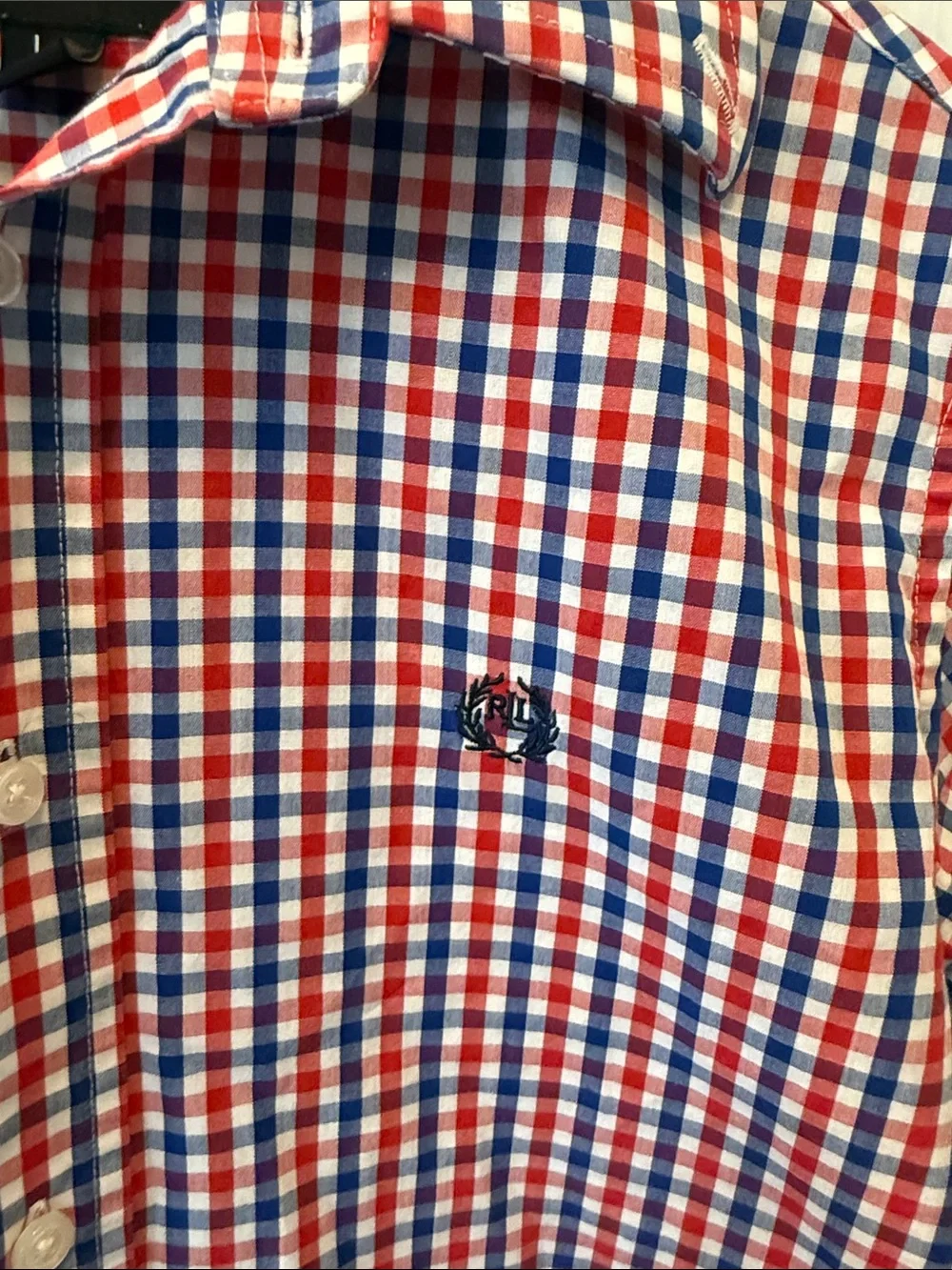 Lauren Ralph Lauren Black Label Boys Plaid Button Down Shirt 14‎ Red Blue White